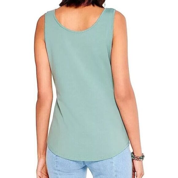Nic + Zoe F221030 Women's Sz XS Juniper Green Perfect Knit Shirttail Tank Top - Picture 10 of 10